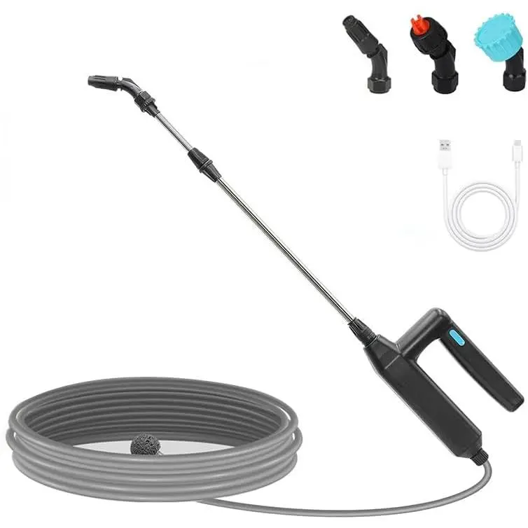 Sprayer Wand,Electric  Sprayer Telescopic Watering Wand with 26.5FT Hose,Rechargeable Electric Watering Sprayer Handle with 3 Adjustable Nozzles & Filter for Weed, Lawn and Garden