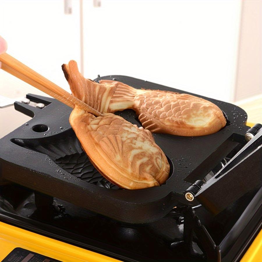 Double-Sided Aluminum Waffle and Taiyaki Japanese Fish-Shaped Grilled Pan Mold - Non-Stick, Uncoated Surface for Even Cooking, Ideal for Breakfast and Snack Making