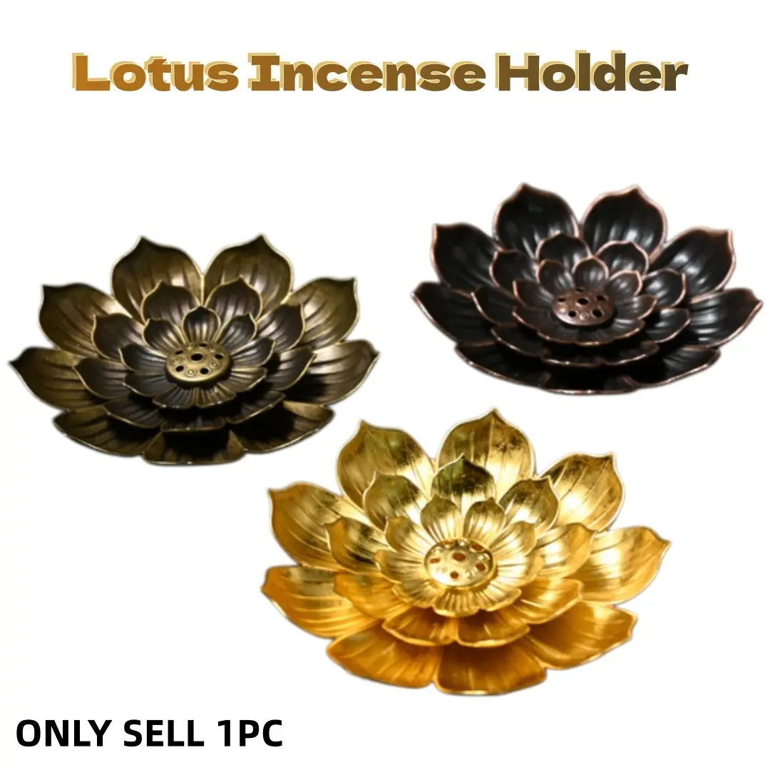 Detachable Layered Lotus Incense Holder Multi Holes Metal Incense Stick Burner Bakhoor Burner Ash Catcher Tray Antique Bronze Gold Copper Incense Plate Zen Yoga Meditation Spa Home Bedroom Tea Room Oriental Aesthetic Table Decor for Line Coil Cone Incense
