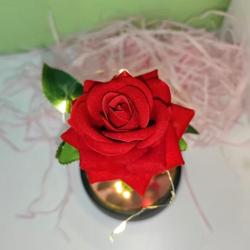 LED Light Eternal Rose, 1 Count Romantic Acrylic Artificial Rose Gift, Glass Dome Rose Flower Jewelry for Wedding, Anniversary, Birthday (with Battery), Light Up Rose