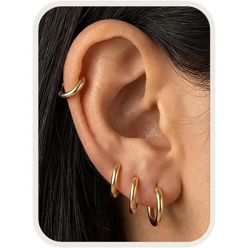 316L Surgical Steel Hoop Earrings, 6mm-20mm Huggie Earrings Women Men Hypoallergenic, Small Sleeper Mens Hoop Earring Cartilage Earring for Women 20G 18G
