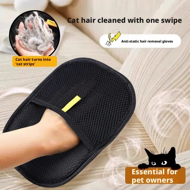Pet Static Hair Removal Gloves, Cat Hair Remover, Home Use Pet Grooming Brush, Sticky Hair Remover, Dog Fur Scraper, Easy-To-Use