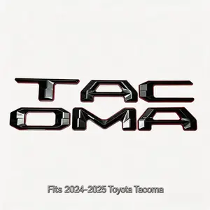 2024-2026 Tacoma Tailgate Letters Upgrade - Aggressive Black Chrome TACOMA Emblem, 5-Min Peel & Stick ABS Badge Kit for Toyota Pickup Truck