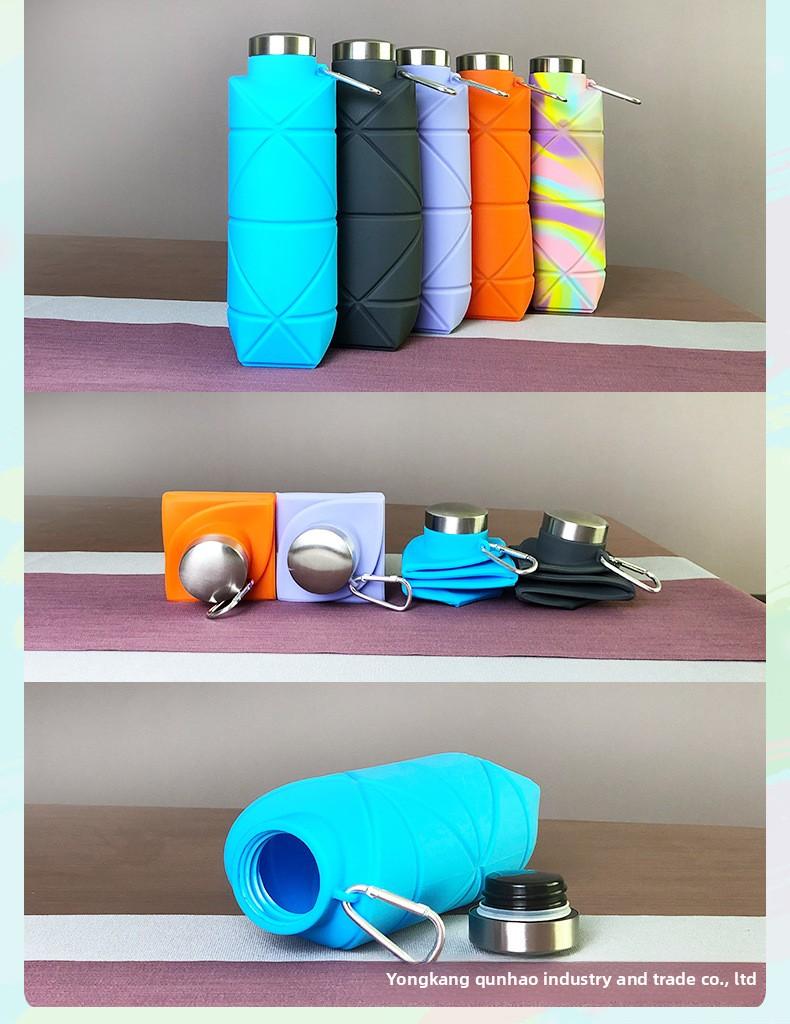 Silicone diamond-shaped foldable water cup 700ml outdoor sports water bottle cross-border pocket portable water bottle