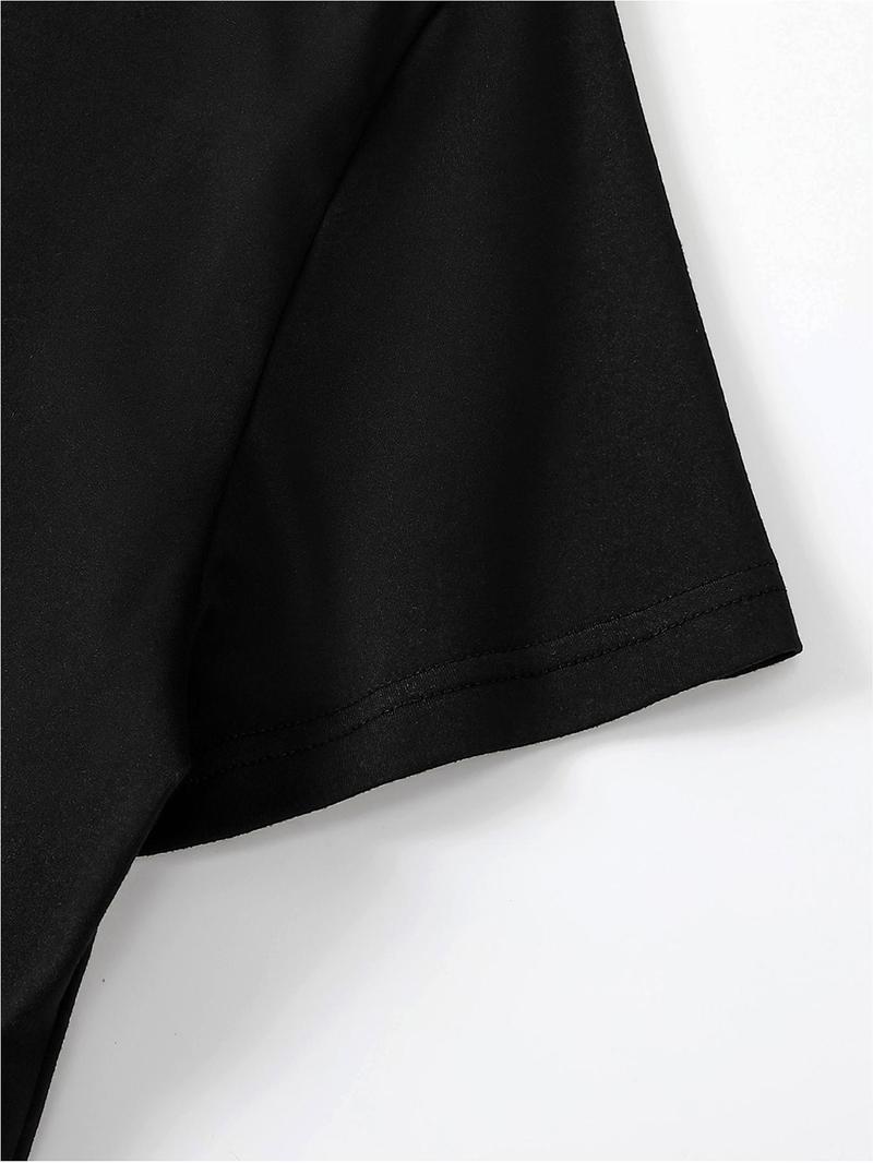 Men's and Women's Short Sleeve T-Shirt with Letter Character Print, Stylish Casual Fit Summer Tee for Youth, Versatile American Trendy Style