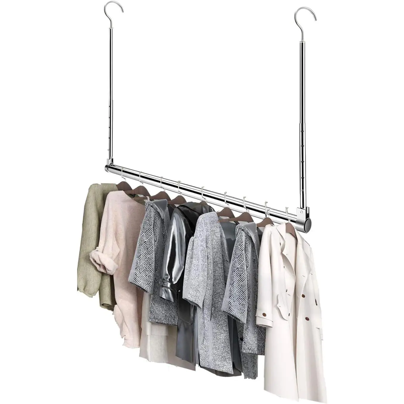 Adjustable Heavy Duty Closet Rod, Extendable Hanging Closet Organizer Bar, Chrome (1 Pack)Gift