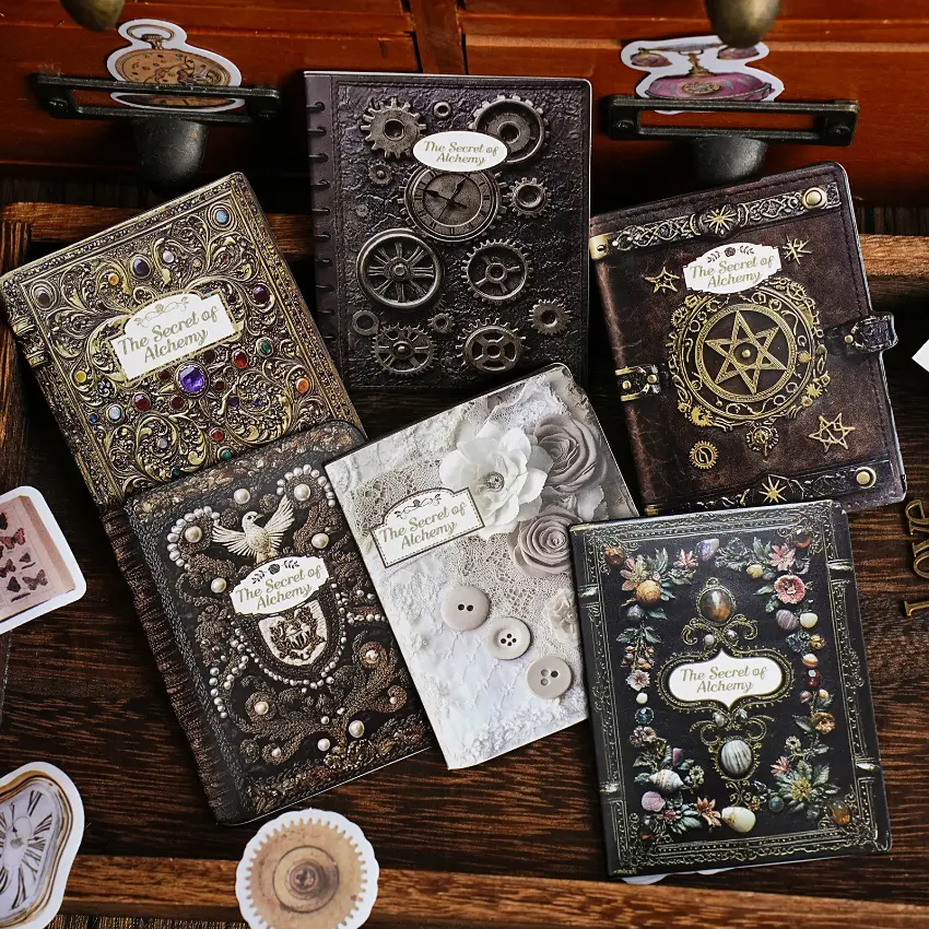 300 Pcs Steampunk Self-Adhesive Miniature Paper Labels & Stickers - Colorful Scrapbooking, Digital Print, Features Cameras, Pocket Watches, Sculptures, Machinery, Office Stationery for DIY Journal Embellishment