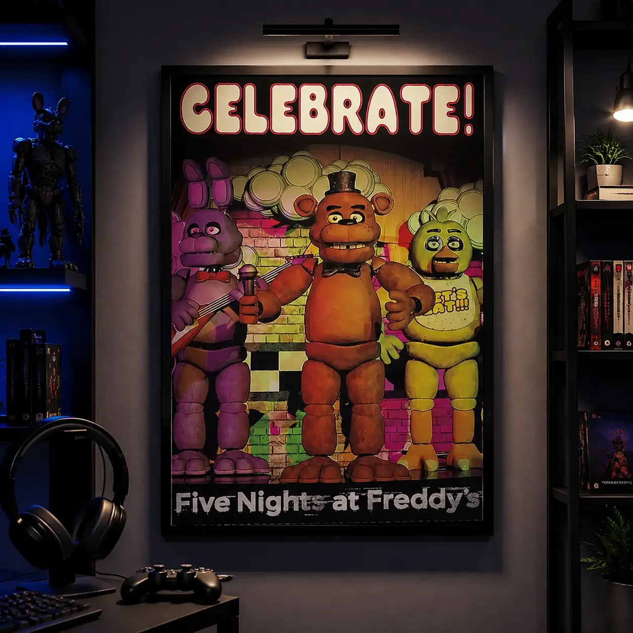 Five Nights at Freddy's Canvas Poster Set, Horror Game Character Wall Art Prints, Funky Boys Bedroom Dorm Gaming Room Decor, Anime Game Fan Boyfriend Gift