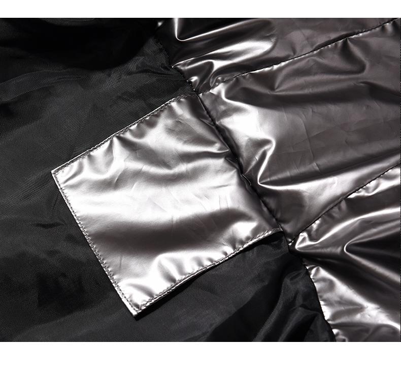 Mens Shiny Puffer Jacket Zip Up Hooded Coat Thick Cotton Padded Outerwear Warm Winter Streetwear Fashion Casual Loose Fit Clean Look Windproof Thermal Jacket With Side Pockets Stylish Minimalist Design For Cold Weather Comfort