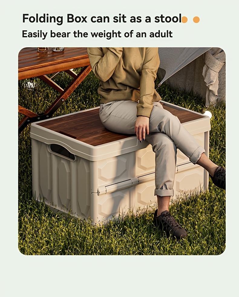 Outdoor Multifunctional Storage Box with Wooden Lid, Large-capacity Organizer, Portable Picnic and Camping Box, Stackable Storage Box, Holiday Gifts Suitable for People.
