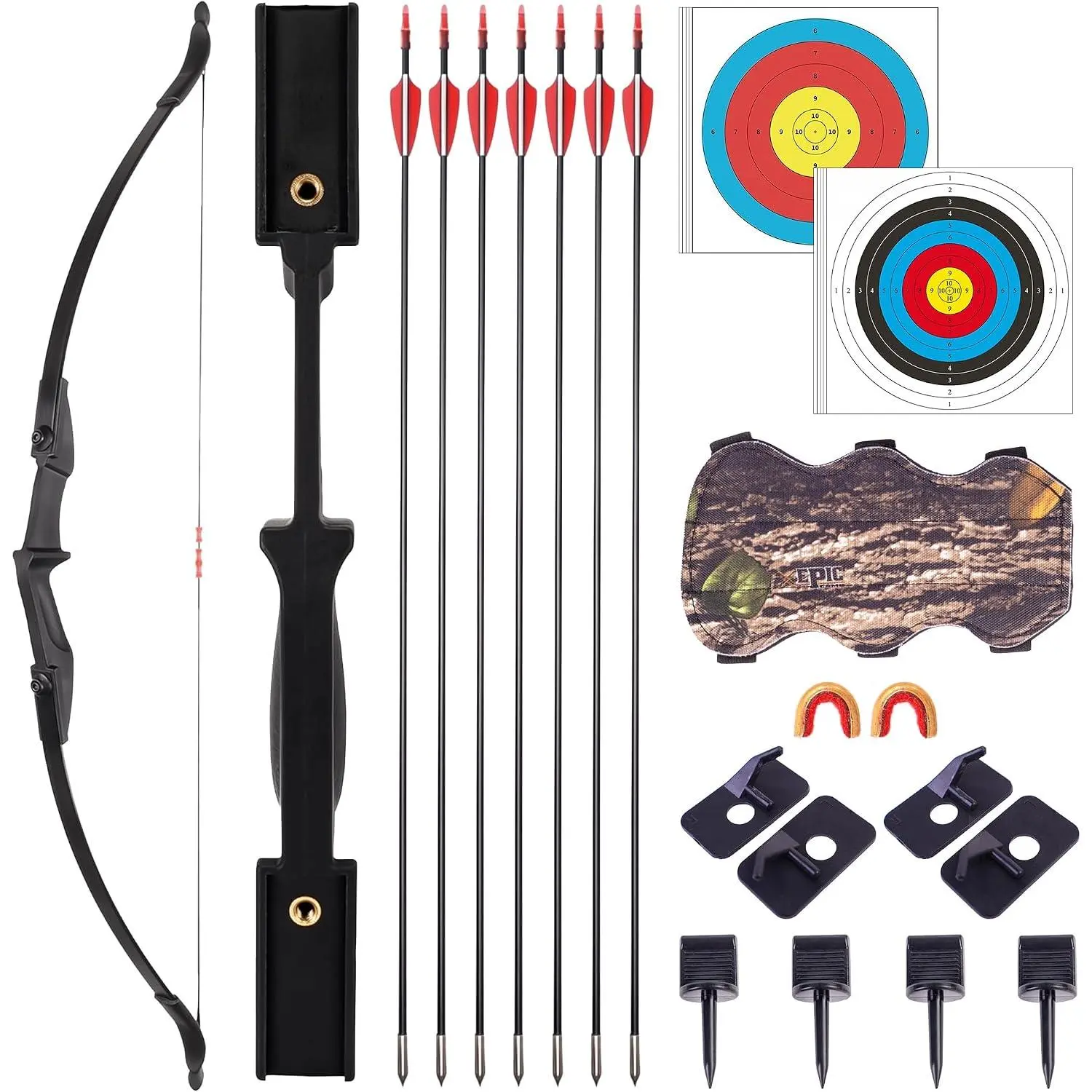 Recurve Bow and Arrow Set for Adults Beginners, Ambidextrous Archery Kit, 20/30/40 lbs Complete Target Practicing Starter Set