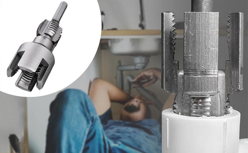1/2'' 3/4'' PVC Pipe Thread Cutting Tool Integrated Internal & External Pipe Threading Tool - Electric Drill Compatible, High Speed Steel, Quick Installation - Ideal for Home Repairs, Construction & DIY Projects 1/2'' 3/4'' PVC Pipe Thread Cutting Tool Integrated Internal & External Pipe Threading Tool - Electric Drill Compatible, High Speed Steel, Quick Installation - Ideal for Home Repairs, Construction & DIY Projects