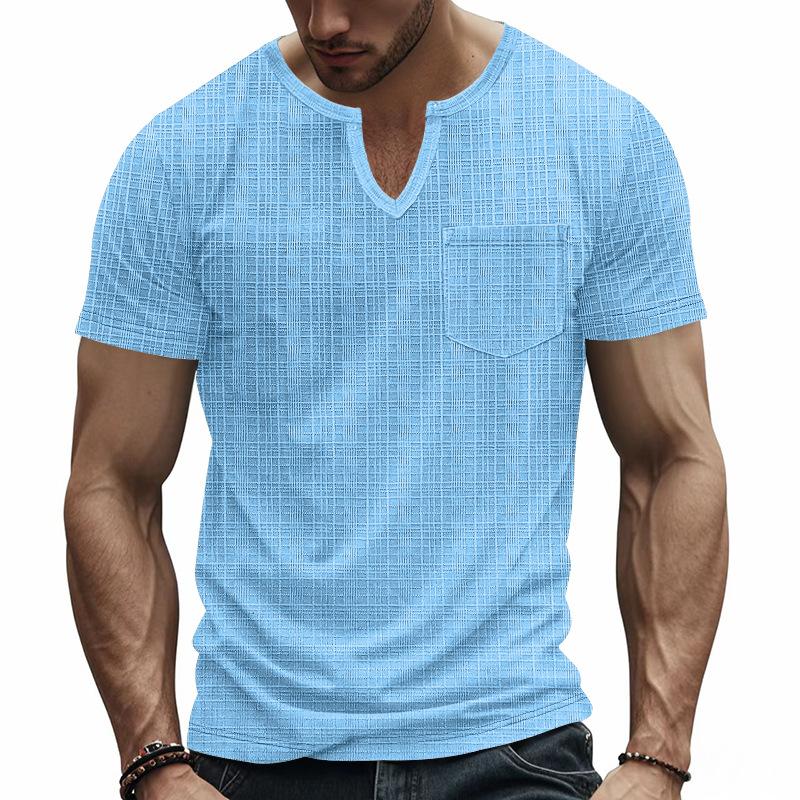 Summer Men's Imitation Hemp Bamboo Joint Loose Breathable Casual V-neck Quick-drying Short-sleeved T-shirt