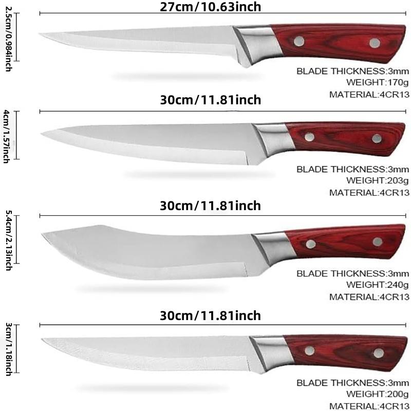 Stainless Steel Kitchen Knives for Cutting and Peeling, Boning Knives, Meat Cleavers, Utility Slicing and Peeling Knives