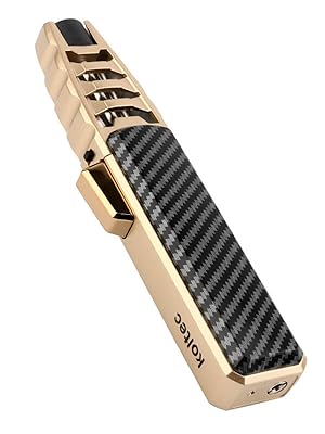 Butane, Windproof Cooking Lighter, Refillable Jet Butane Lighter with Safety and Fire Lock, Gift Box Package (Gas Not Included) (Carbon)