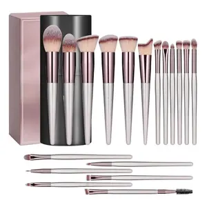 18-Piece Premium Synthetic Cosmetic Brush Set - Foundation, Powder, Concealer, Blush, Eyeshadow Tools with Black Case, Multicolor Mom Gifts for Mother's Day