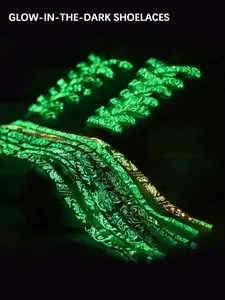 120cm New Glow-In-The-Dark Shoelaces, Colorblock Gradient Luminous Shoe Laces, Night Light, Trendy Streetwear Casual Shoes Accessories