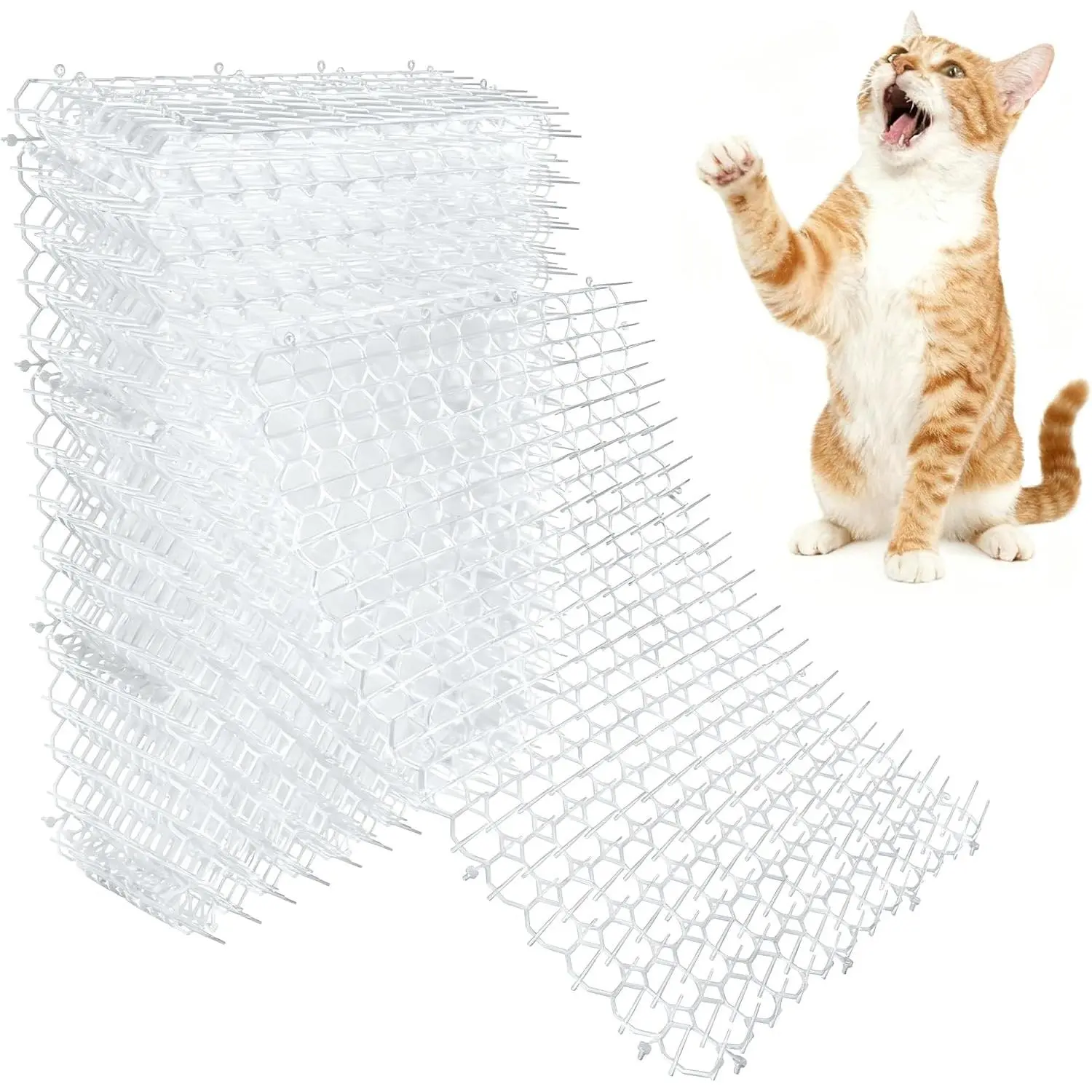Clear Scat Mat for Cats 16 x 13 Inch, 10 Pack Transparent  Deterrent Mat with 1 Inch Spikes, Indoor Outdoor   Mat to Keep Cats Off Sofa, Counter & Garden