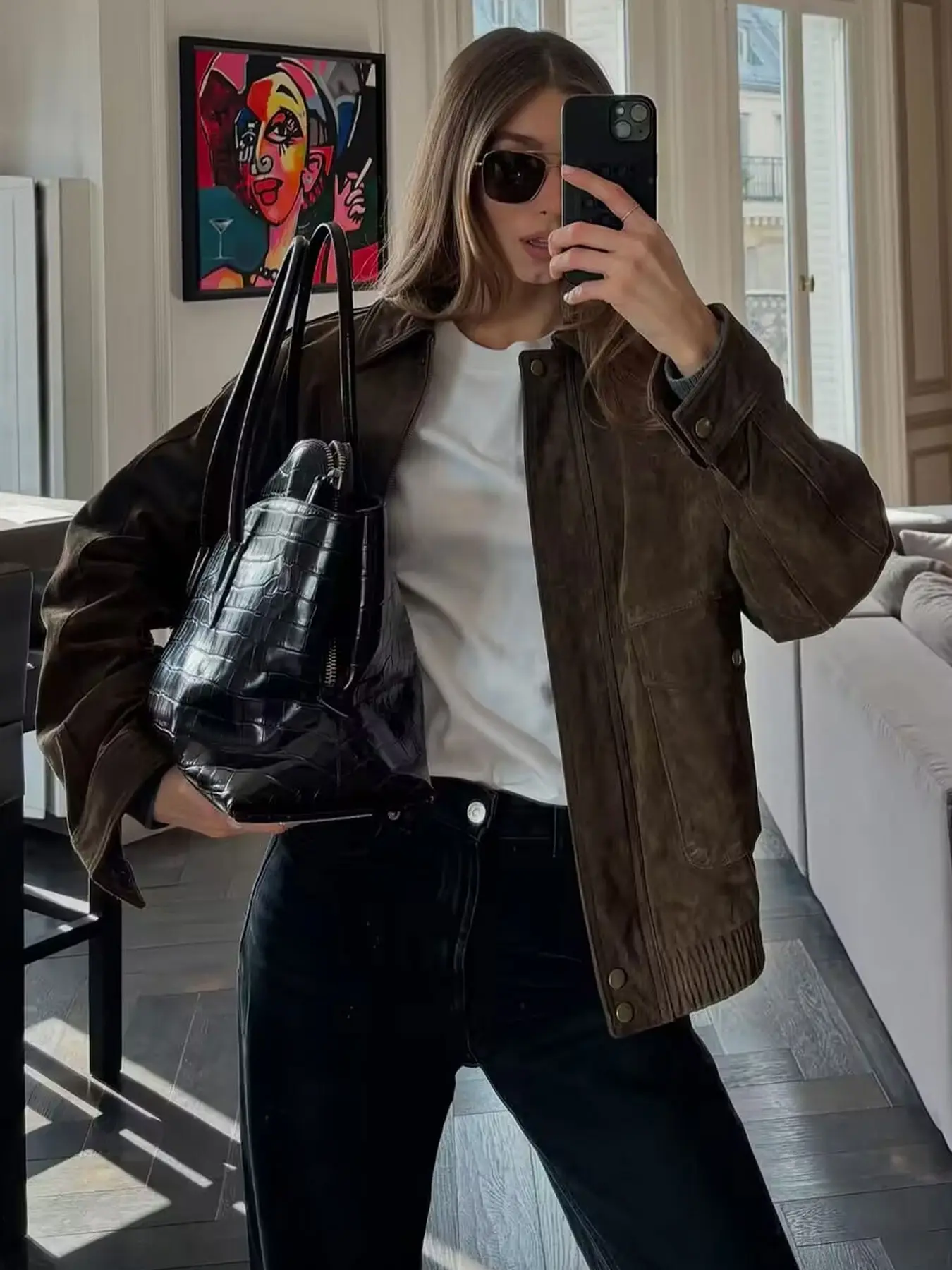 Women's Velvet Bomber Jacket, Oversized Collar Retro Style, Fashion Casual Streetwear, Button Pocket Coat, Fall Winter Set