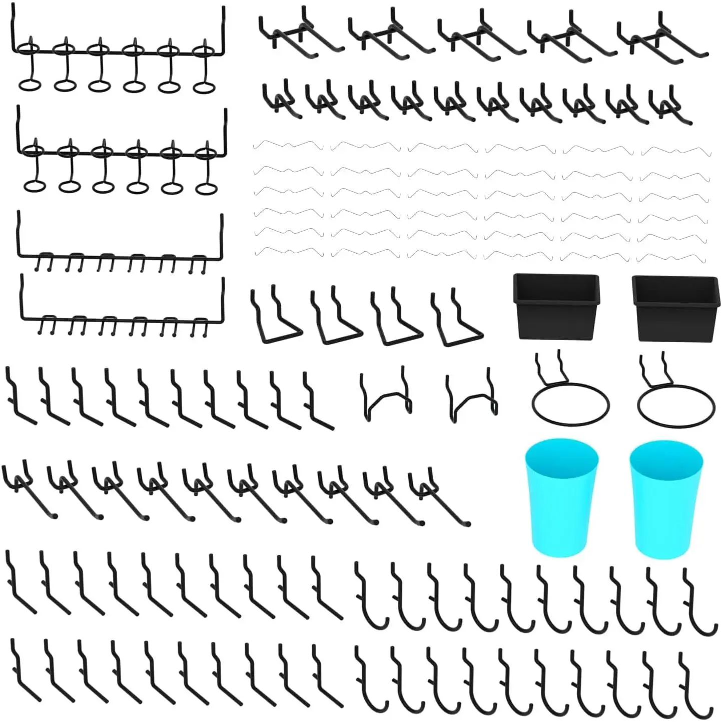 157 count Extra Thick Pegboard Hook Set, Metal Pegboard Accessory Organizer with Storage Bins and Peg Locks, Fits 1/4 Inch Pegboard Only, Ideal for Tools, Garage and Workshop Storage (Black)