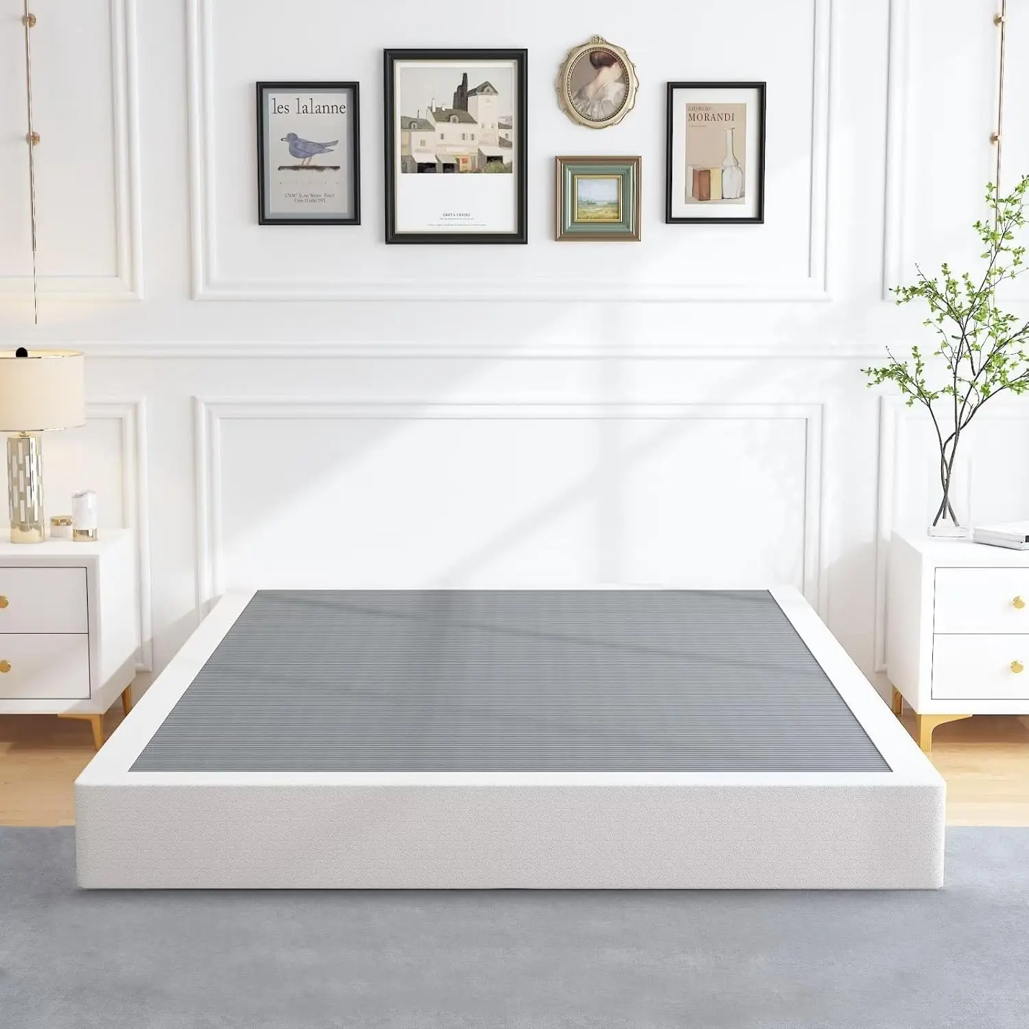 Box Springs  Size 9 Inch, Heavy Duty Metal Frame Mattress Foundation with Easy Clean Cover, Noise Free, Easy Assembly