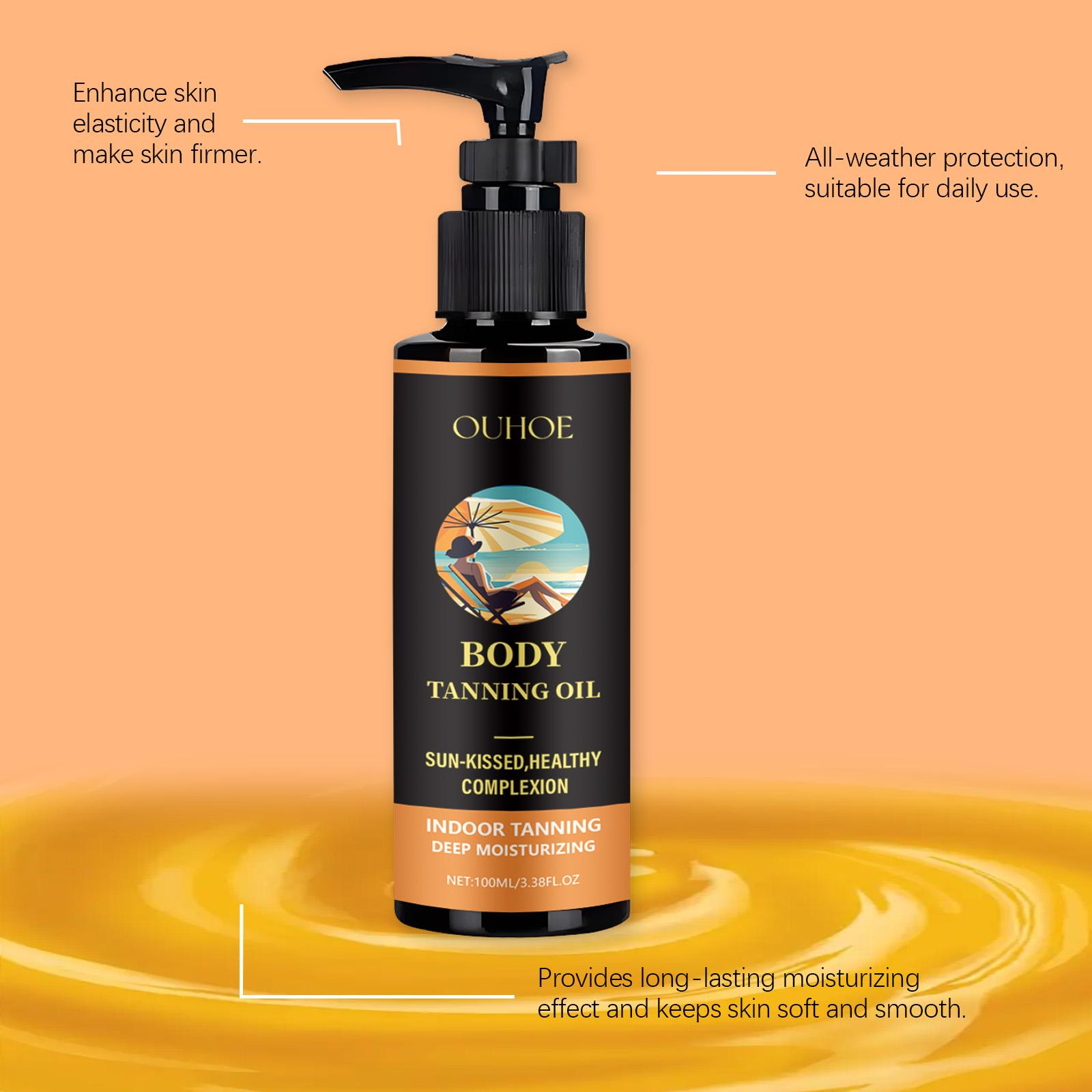 OUHOE Body Tanning Oil with Coffee Extract, Indoor Sunless Tanner for Streak-Free Natural Bronze, Moisturizing Hydrating Formula, Deep Tan No Sun Needed for All Skin Types