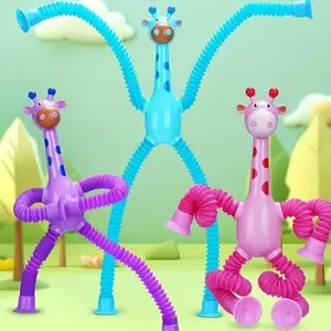 Giraffe Suction Bubble Tube for Autism, Sensory Stress Relief Toy, Educational Plaything, Hand Coordination Booster, Travel Companion