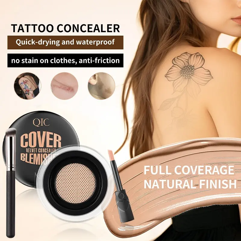 3-Color Concealer Set + 270 Professional Brush, HD Coverage, Multi-Tone Palette, Covers Dark Circles, Blemishes, Redness, Uneven Skin Tone
