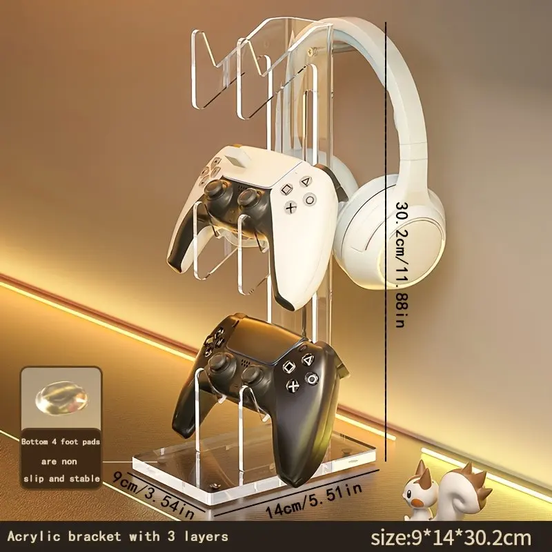 Acrylic Game Controller Stand, Durable Desktop Display Rack for Gaming Accessories, Portable Clip Design, Essential Office Desk Organizer