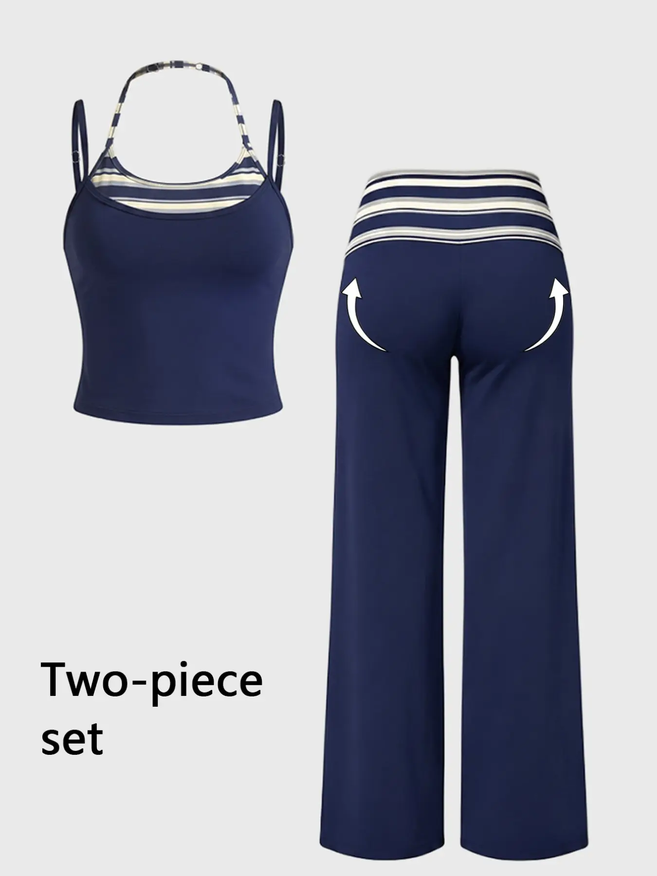 Women's Yoga Sports Set, Short Tank Top & High Waist Pants, Quick Dry, Sleeveless, Sporty Style, Ideal for Fitness Training