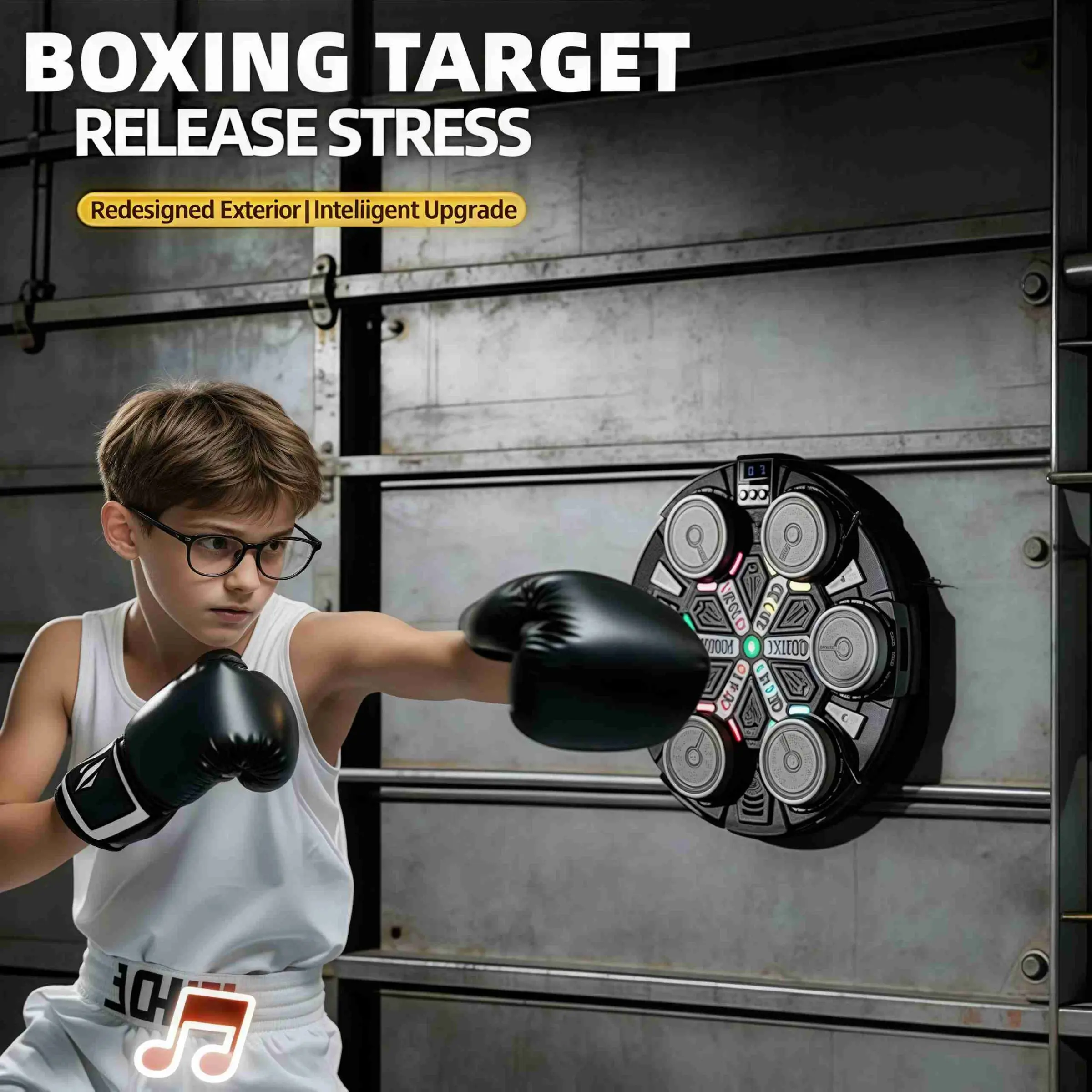 Smart Music Boxing Machine, Interactive Boxing Trainer, Bluetooth-compatible Connected, Real-Time Feedback, Wall-Mountable, Ideal for Home Office Gym, Perfect Gift, Smart Boxing Trainers