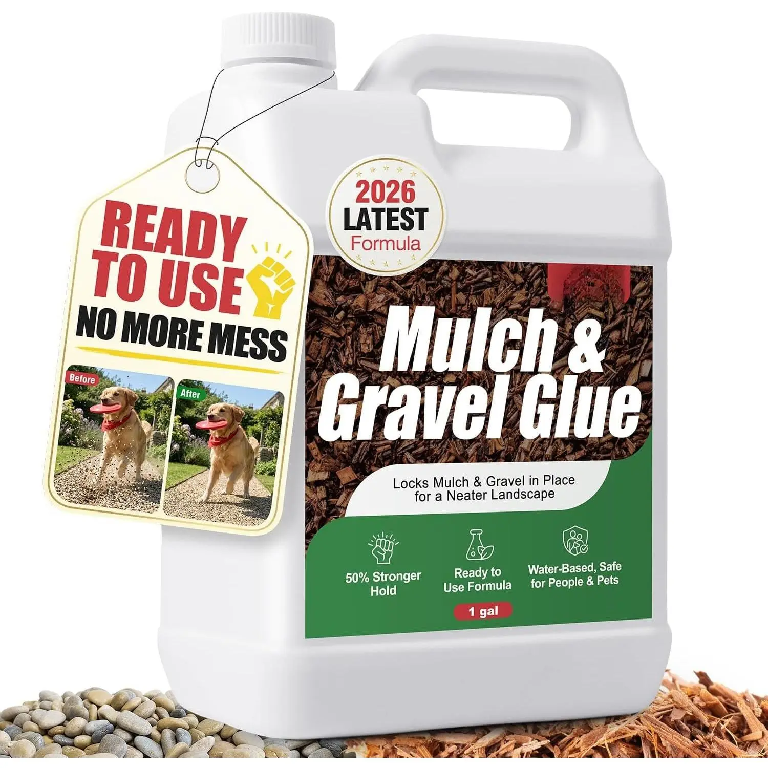 Mulch Glue for Landscaping - 128 fl oz  to Use Rock Glue |  Dry Weather Resistant Gravel Stabilizer & Non  Pea Gravel Binder for Outdoor Gardens, Yards, Walkways & Patios
