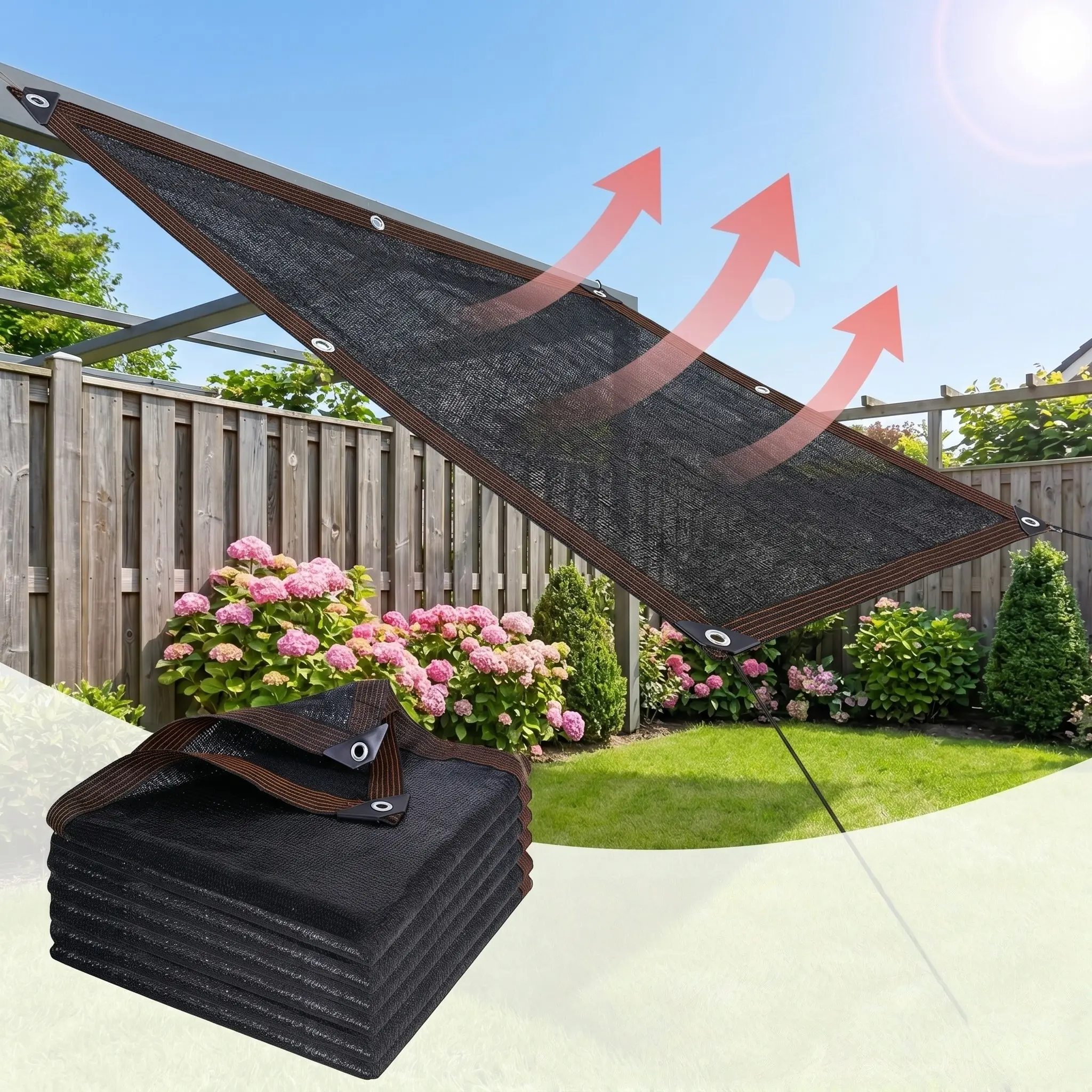 Outdoor Sunshade Net, UV Protection, Breathable, Ideal for Courtyard, Travel, Picnic, Pool, Carport, Garden, Balcony, Corridor, Multiple Sizes Available