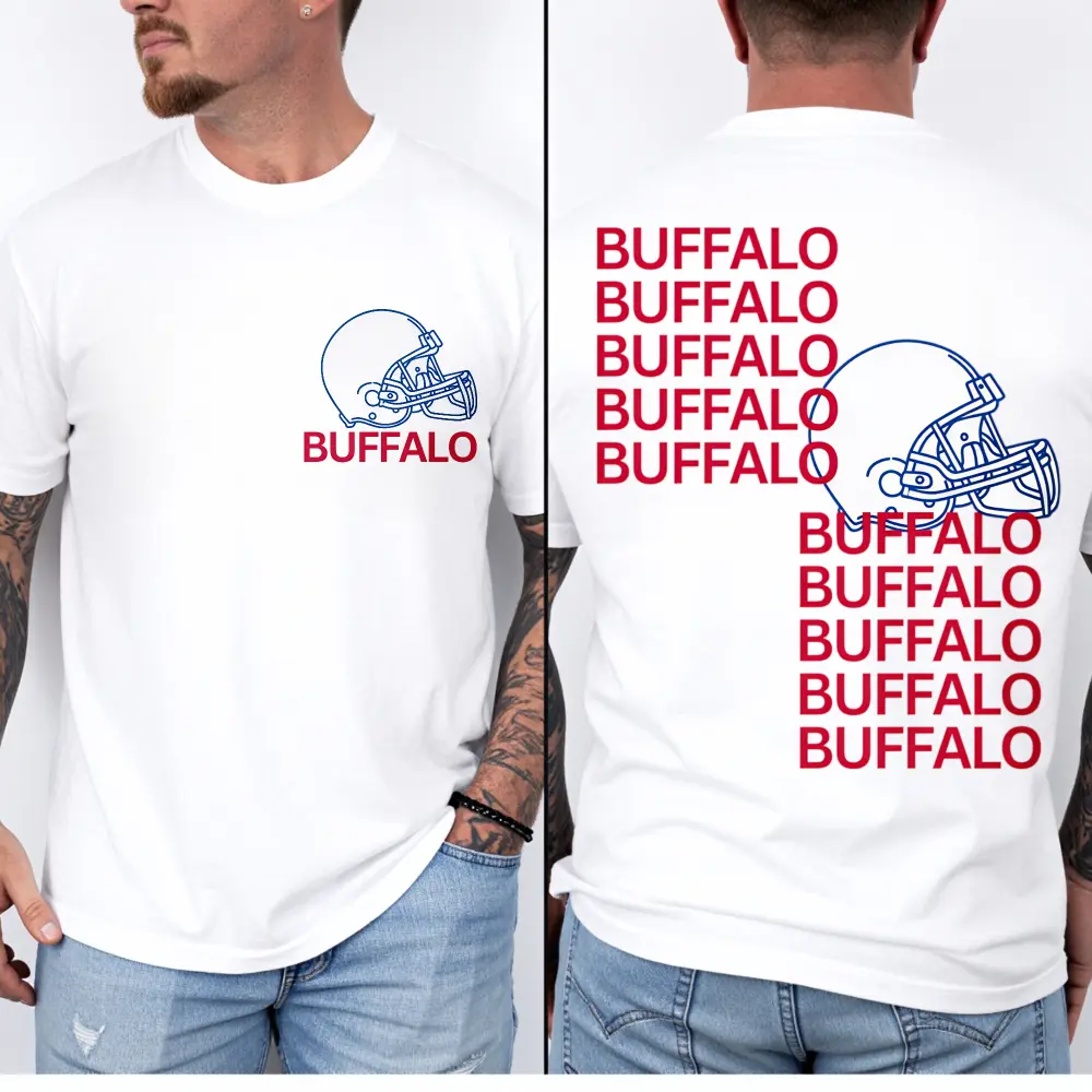 Double-sided Printing Buffalo Bills Helmet Tee - Gameday Football T-shirt