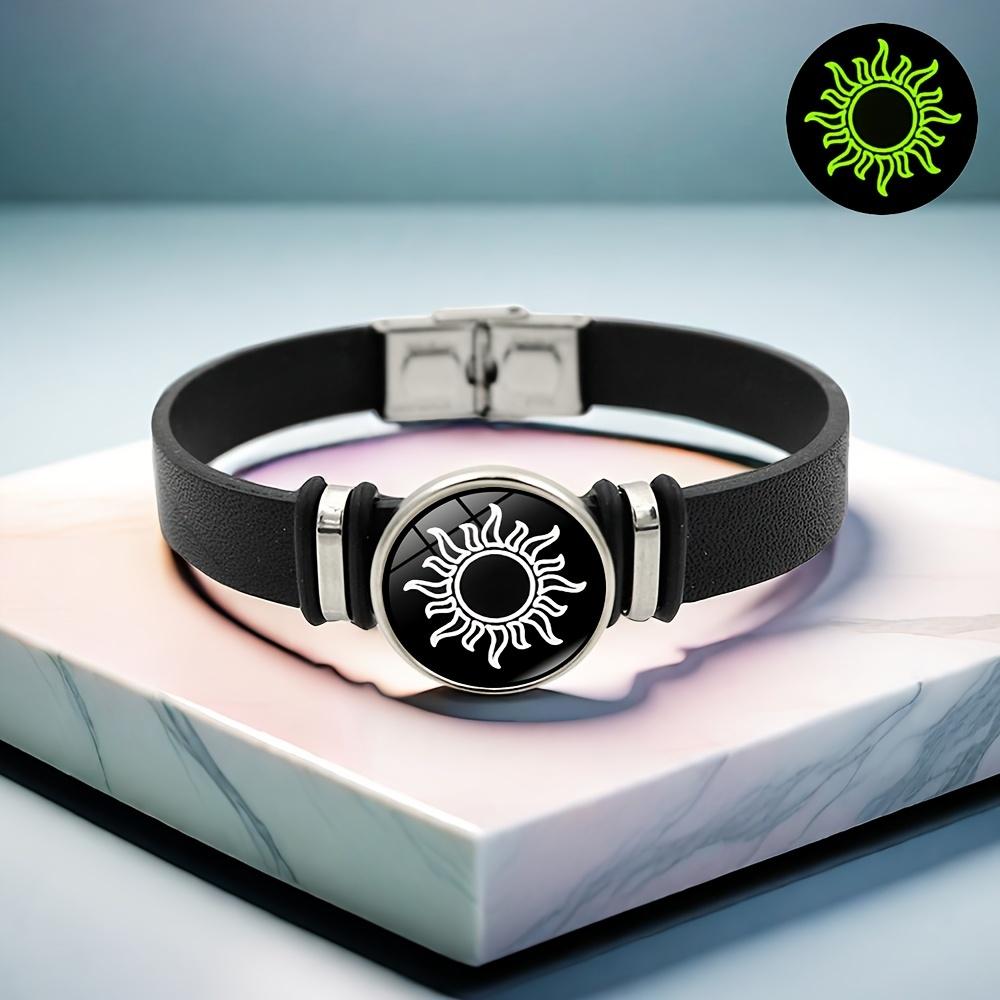 Glow in the Dark Sun & Moon Couple Bracelet Set| Faux Leather Magnetic Clasp Bracelets for Couples, Best Friends & Gift for Valentine's Day, Birthday Modern Fashion Accessories Modern Versatile Accessories Rhinestone Bangle