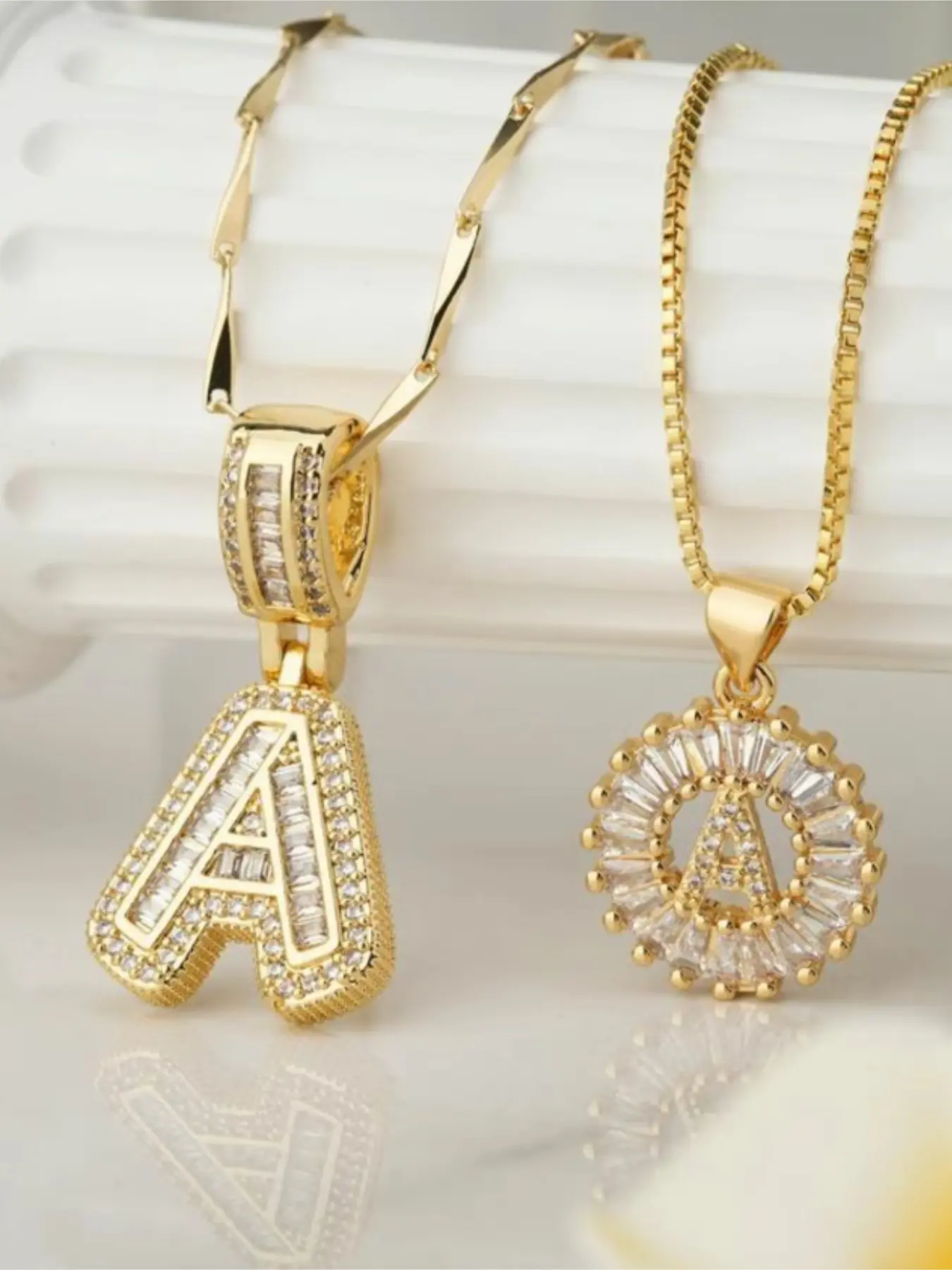 2 Counts Initial Necklace Set, Letter Pendant Necklace with Zirconia, Fashionable Jewelry for Women & Men, Anniversary Gift Idea, Chain Necklace