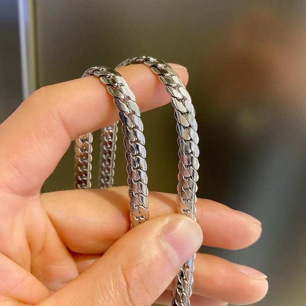 Men's Titanium Steel Cuban Link Chain & Flat Snake Chain Necklace, Non-Fading, Hip Hop Minimalist Style, Fashion Sweater Necklace, Ideal Holiday Gift for Him