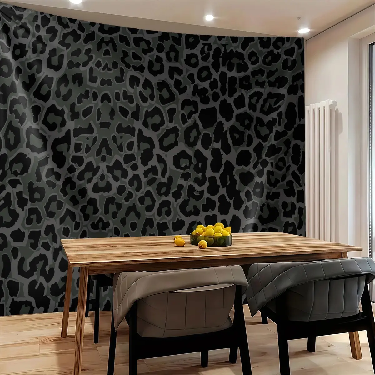 Dark Grey Black Leopard Print Tapestry, 100% Polyester Lightweight Wall Hanging, HD Fade Resistant Animal Print Wall Tapestry for Bedroom Living Room Gothic Dark Aesthetic Home Decor Multi Sizes
