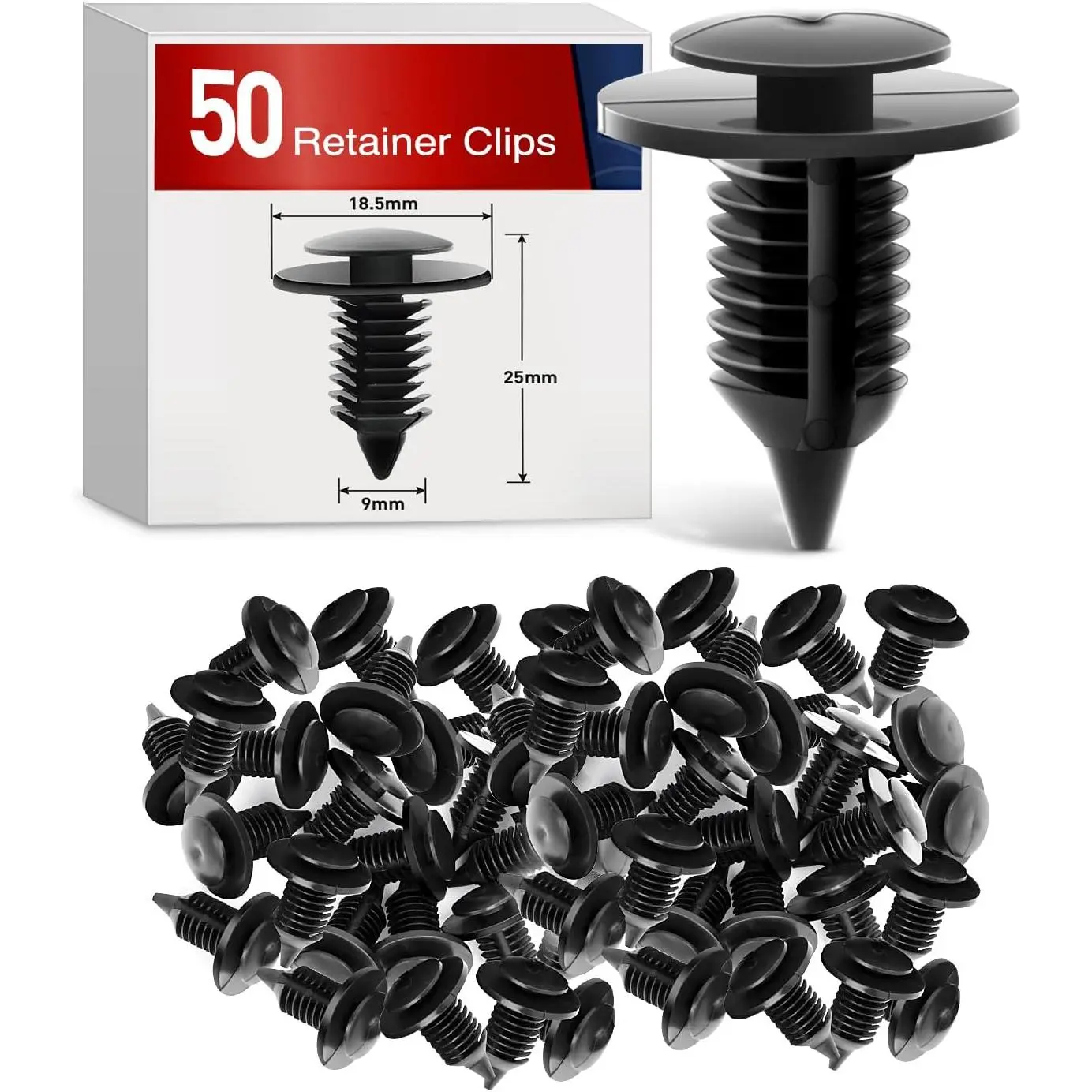 Nilight 50PCS Nylon Push-Type Automotive Interior Door Panel Clips - 9mm Hole Trim Panels Retainer Rivets, OEM N805155-S/6505878-AA Secure Hold Universal Fender Bumper Fasteners Replacement