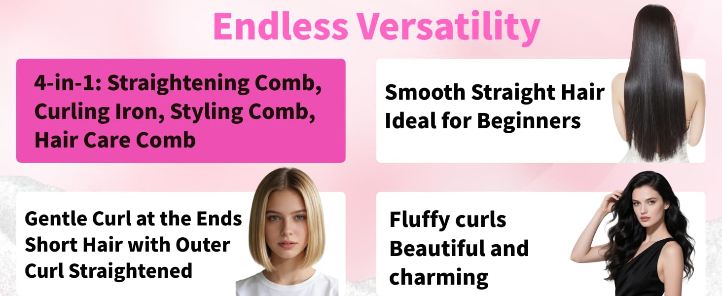 Go Pro Hair Brush for Hair, Hair Straightener Brush & Thick Curly Hair,4000mAh Cordless 2026 Go Brush Pro, 30s Rapid Heating, 4 Temp Settings (140-200°C), Ionic Comb (Pink)