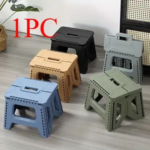 Heavy-Duty Thickened Portable Folding Stool with Handle – Square Plastic Foldable Stool (1-Pack) for Indoors, Parties, Picnics, and Fishing | Durable PP Material, Supports Up to 330 lbs for Adults