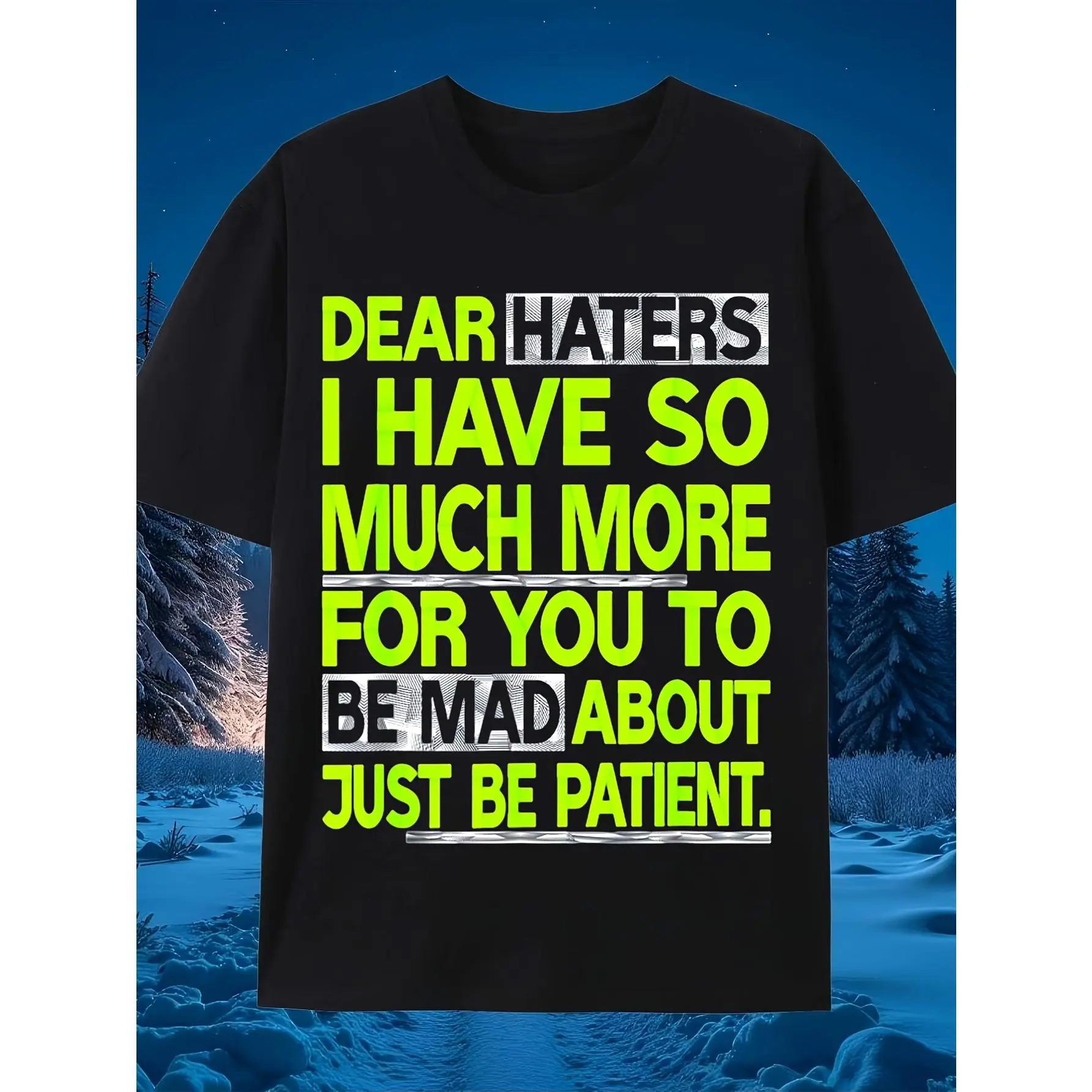 Mens Funny Sarcastic Text Print T Shirt To My Haters I Have More To Annoy You Bold Yellow White Letters Heavy2026 summer short-sleeved printed T-shirt
