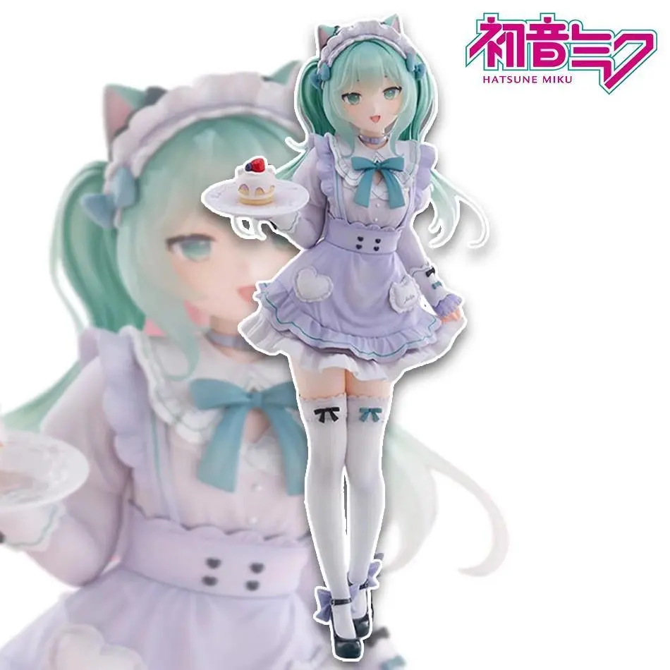 In Stock 20CM Hatsune Miku X Nachoneko Cat Ear Maid Dress PVC Anime Action Figures Model Collection Desktop Decoration Toys Gift