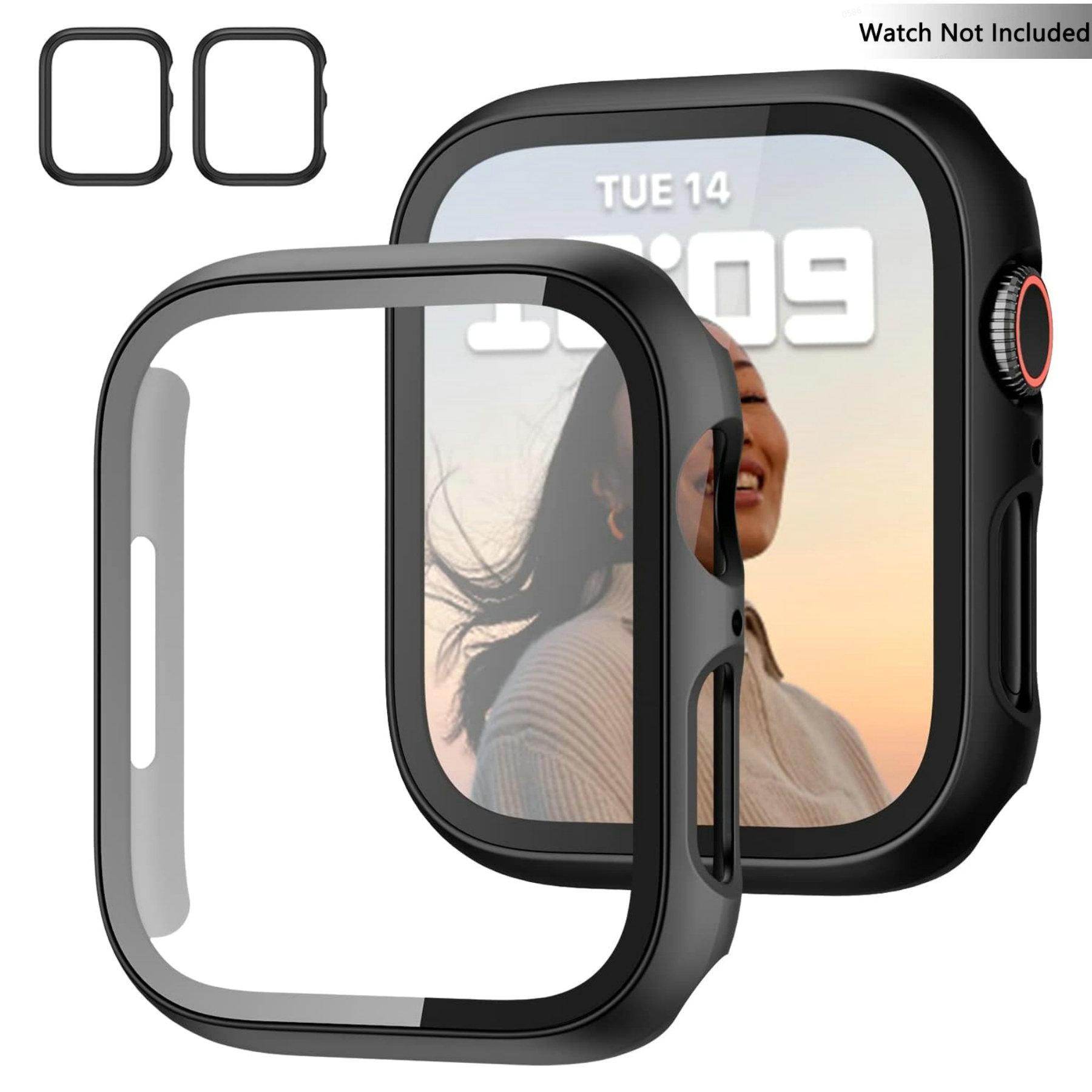 2-Pack PC Case with Tempered Glass for Apple Watch – Clear Protective Cover for 38-49mm