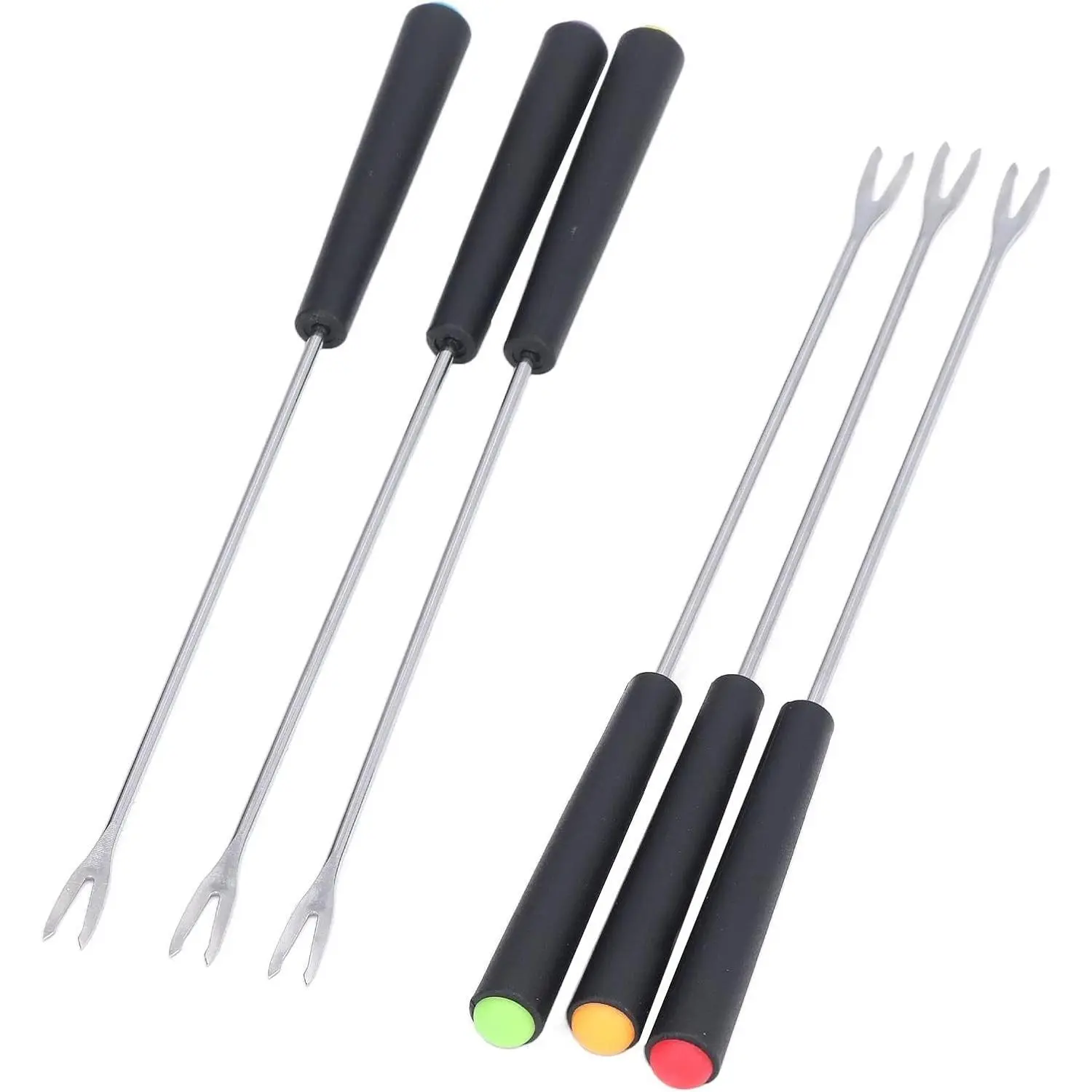 Fdit 6 Pcs Stainless Steel Fondue Forks, Long Forks Cheese Fondue Forks for Chocolate Fountain Cheese Fondue Roast