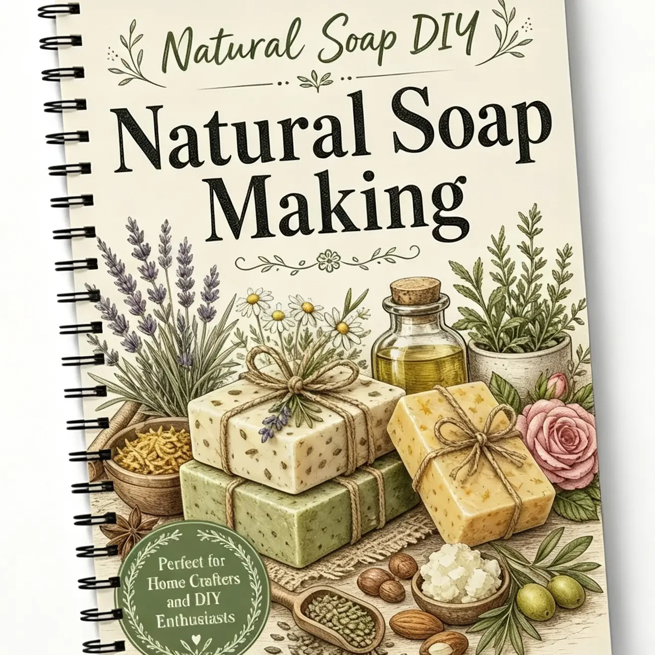 Natural Soap Making DIY Book, Step-By-Step Guide for Beginners, Learn to Make Homemade Organic Soap, Perfect for Craft Enthusiasts
