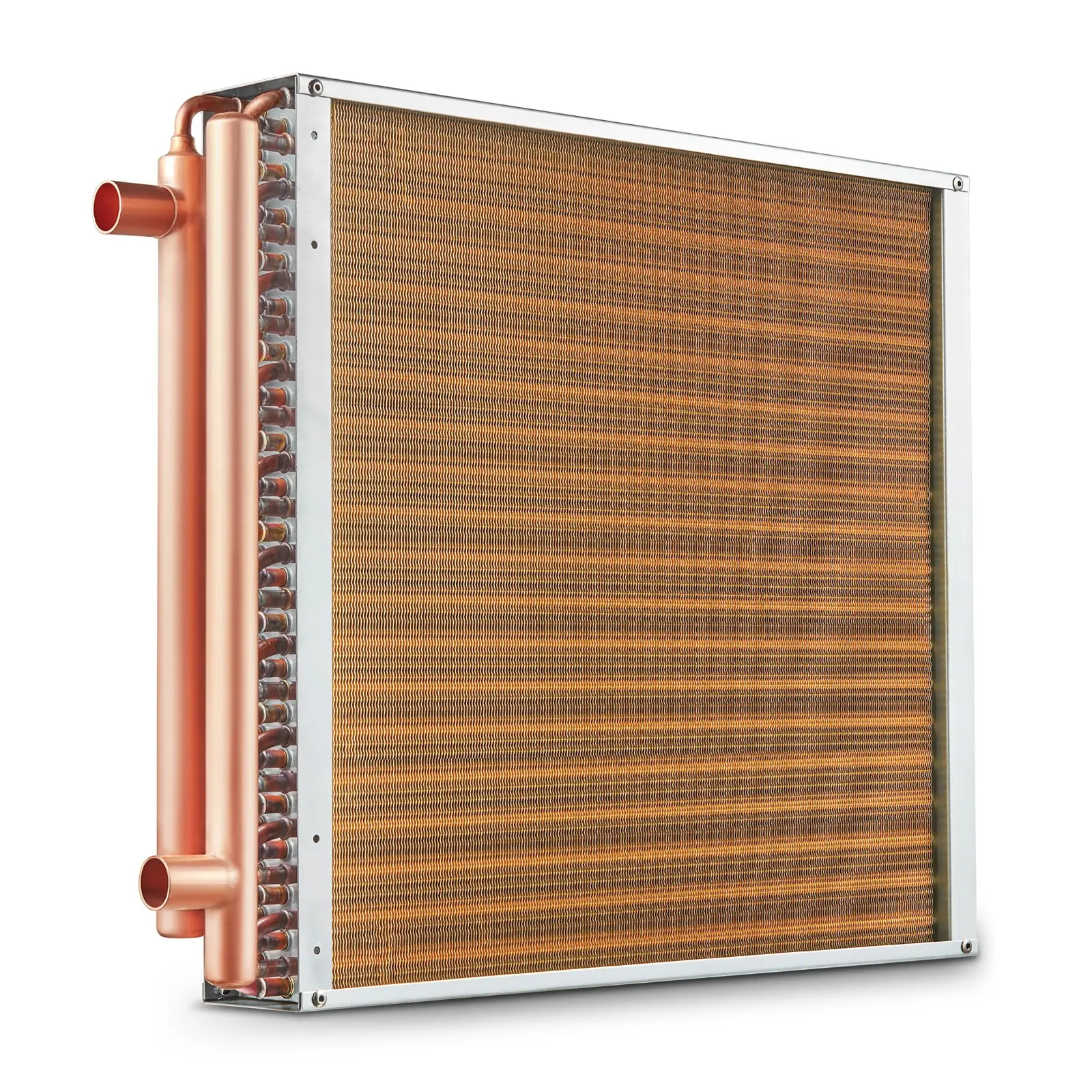 VEVOR Water-to-Air Heat Exchanger, 20"x20" Size with 3-Row 3/8" Copper Ports & Aluminum Fins, for Outdoor Wood Furnaces & Residential Heating/Cooling Systems