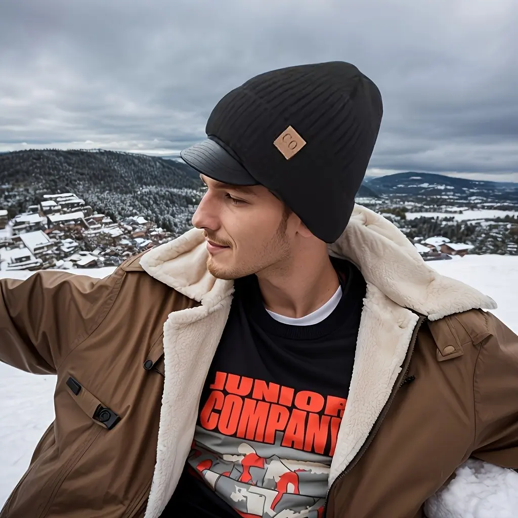 Winter Essential Thick Knit Hat, Warm and Face-Slimming, Men's Fall Winter Thick Knitted Beanie, Protective Ear Cold Cap