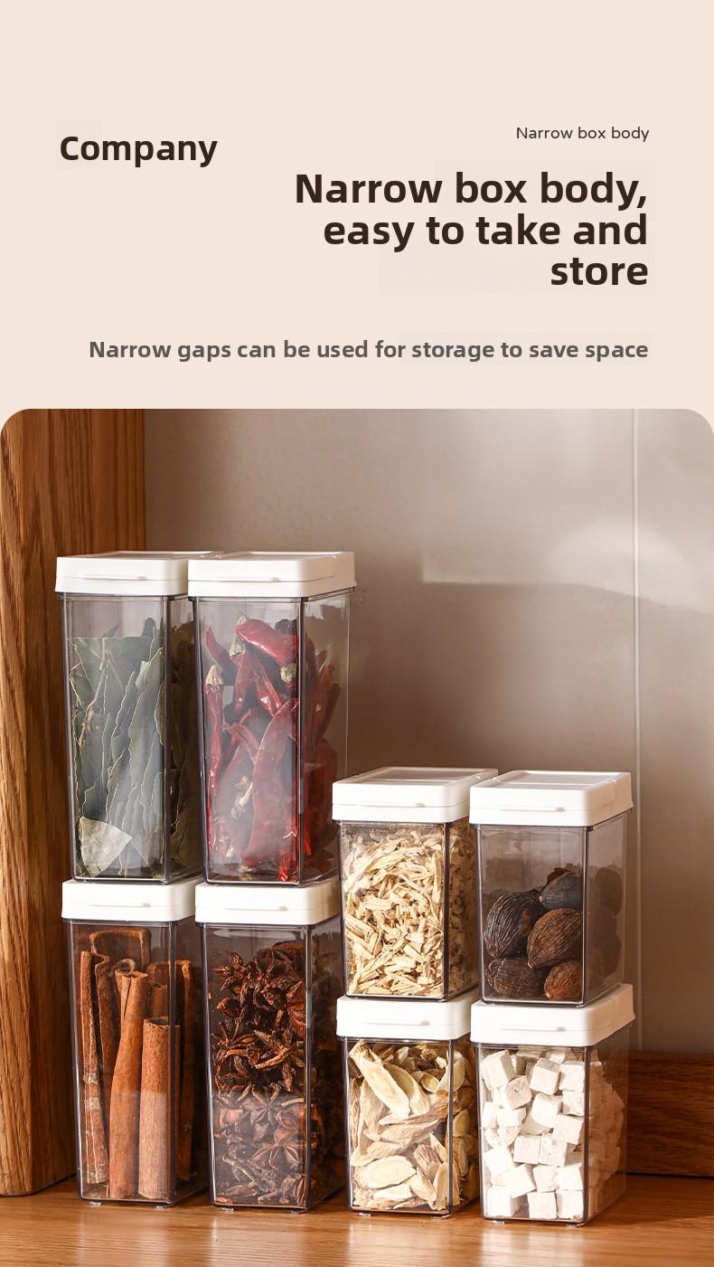 FaSoLa seasoning storage box for kitchen use, transparent with lid, sealed and moisture-proof spice and condiment dispenser box