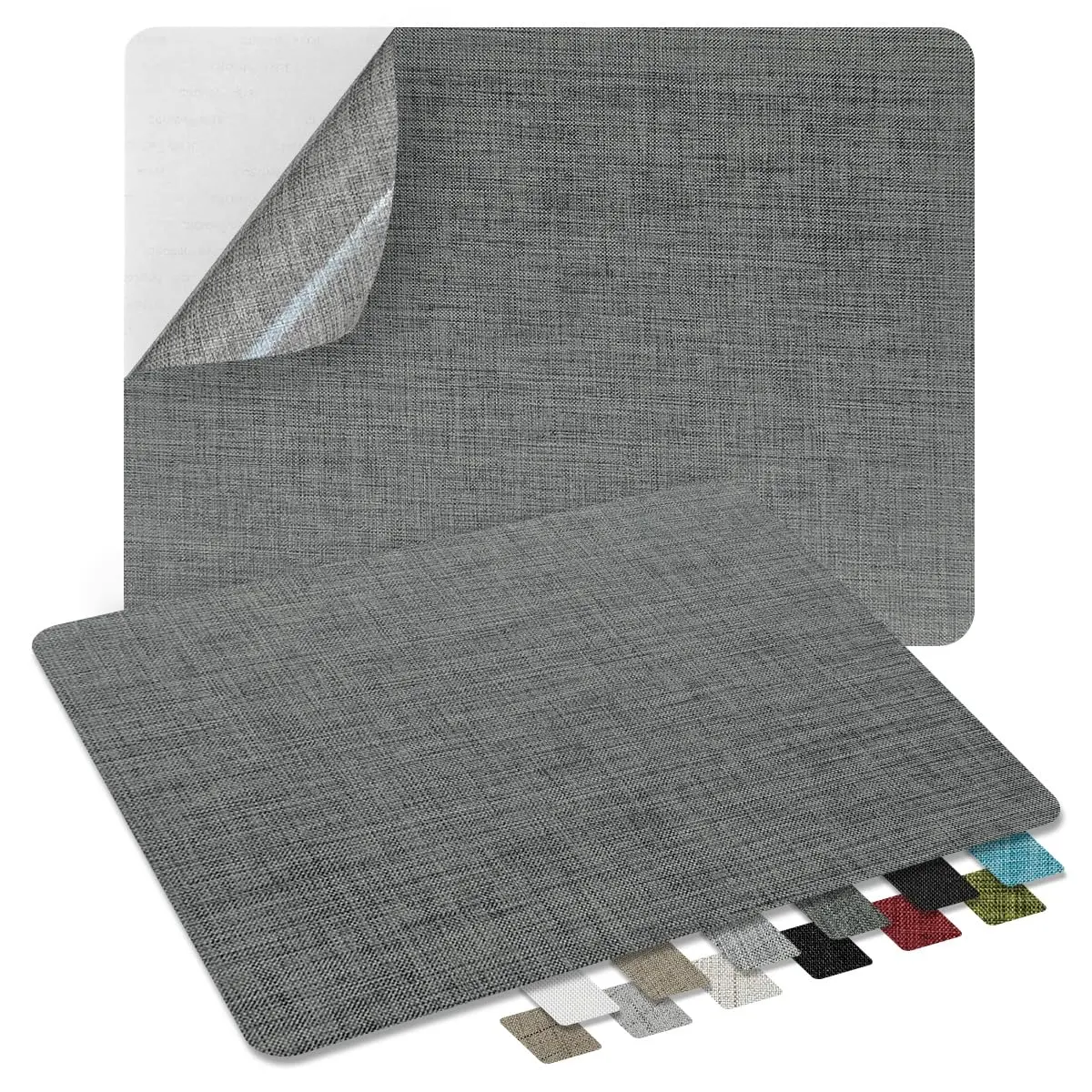 2 count Self-Adhesive Linen Fabric Patches, Quick Repair for Sofas, Tents,  Seats/8" x 11", Grey